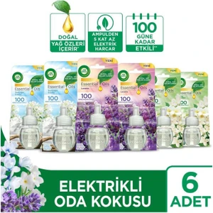 Air Wick Elektrikli Oda Kokusu Yedek Şişe Seti X6 (Bahar Çiçekleri X2 - Temizliğin Esintisi X2 - Lav