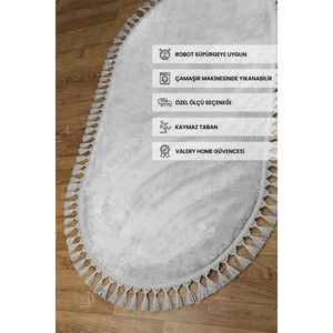 Valery Home Comfort Oval Ponpon Saçaklı Peluş Halı Gri