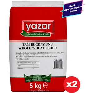 Taş Değirmende Öğütülmüş Tam Buğday Unu 5 kg x 2 Paket