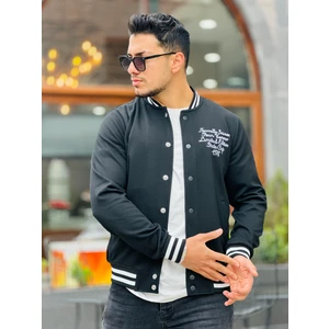 Siyah Pike Dokulu Nakış Detaylı Regular Fit Kolej Ceket