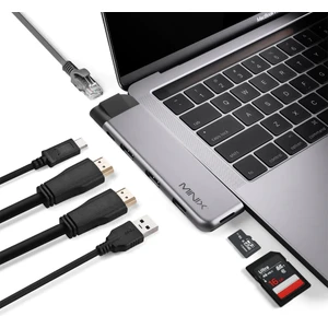 Mınıx Usb-C Dual-Head Multiport Adapter 2 x Hdmı Silver Mınıx Neo-C-Dhsı