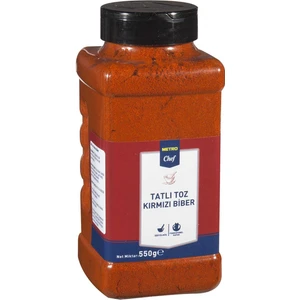Metro Chef Toz Kırmızı Biber Tatlı 550 gr Mutfak Şef Pasta Tatlı Tuzlu Baharat