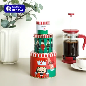 Nutcracker Seri - 3'lü Metal Yuvarlak Saklama Kabı