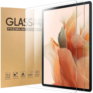 M.TK Moveteck Samsung Galaxy Tab S7 Plus Tab S7 Fe Lte 12.4 Inç Uyumlu Ekran Koruyucu Şeffaf Cam Nano Esnek Kırılmaz Ekran Camı Tam Kaplama Tablet Ekran Koruyucu Cam
