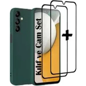 M.TK Moveteck Samsung Galaxy A15 Kılıf Kamera Korumalı Yumuşak Renkli Silikon + 9h Ekran Koruyucu Cam 2'li Set