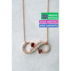Gümüş Sonsuzluk Kolye 18 Ayar Rose Altın Kaplama Sonsuzluk İşareti Kolye 925 Ayar Gümüş Kadın Kolye | Bayan Zirkon Taşlı Sonsuzluk Kolyesi Rose Gold Kadın Gümüş Kolye