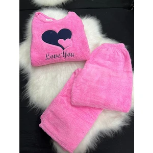 Bayan Uzun Kol Welsoft Pijama Takım Pembe