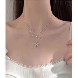 925 Ayar Gümüş Kolye Yeni Model Kelebek Kolye Parlak Beyaz