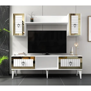 Demonte Dekor Liinda Tv Ünitesi Takımı Beyaz-Altın