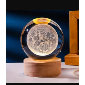 MR Shopping Mr Çocuklar Için 3D Kristal Cam Küre, Ahşap Soketli Gece Lambası,led, Gece Lambası,harika Bir Hediye  Hediyelik Masa Lambası
