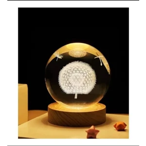 MR Shopping Mr Çocuklar Için 3D Kristal Cam Küre, Ahşap Soketli Gece Lambası,led, Gece Lambası,harika Bir Hediye  Hediyelik Masa Lambası