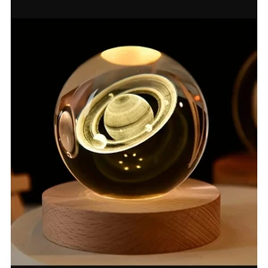 MR Shopping Mr Çocuklar Için 3D Kristal Cam Küre, Ahşap Soketli Gece Lambası,led, Gece Lambası,harika Bir Hediye  Hediyelik Masa Lambası