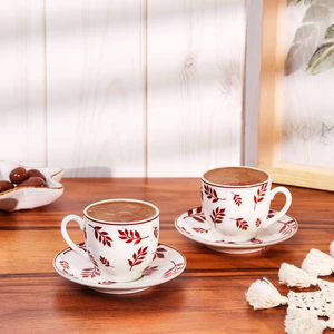 Adore New Bone 2 Kişilik Kahve Fincan Takımı 90 ml Bordo