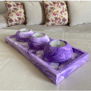 Mor Villa El Yapımı 3'lü Set,Mumluk,Dekoratif Mumluk,Tealight Mumluk,Hediyelik Eşya