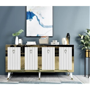 Demonte Dekor Barre Konsol Beyaz-Altın