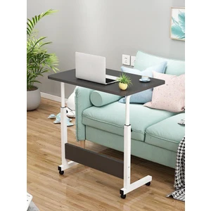 Yükseklik Ayarlı Laptop Sehpası ve Çalışma Masası - Antrasit Beyaz (Tekerli) Oval Kenar - 70X40