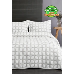 Evlen Home Collection Pamuklu Çizgili Yatak Örtüsü Seti Çift ( Taraflı ) Kişilik 3 Parça Günlük Battal Shelby