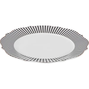 New Romantic Ince Çizgili Pasta Tabağı 21 cm Siyah