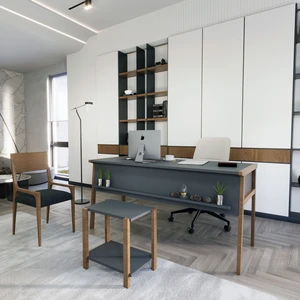Zenith Ofis Masa Takım 150CM Antrasit Ceviz