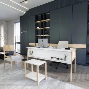 Zenith Ofis Masa Takım 150CM Beyaz Meşe