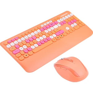 KM-6281 Candy Renkli Tuşlu Turuncu Kablosuz Q Multimedia Klavye + Mouse Set