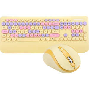 KM-6281 Candy Renkli Tuşlu Sarı Kablosuz Q Multimedia Klavye + Mouse Set