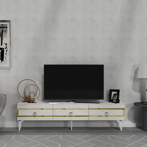 Demonte Dekor Ipek Tv Sehpası (Alt Modül) Beyaz-Altın