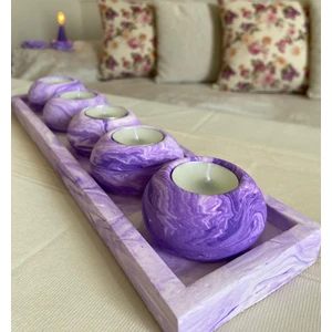 Mor Villa El Yapımı 5'li Set,Mumluk,Dekoratif Mumluk,Tealight Mumluk,Hediyelik Eşya