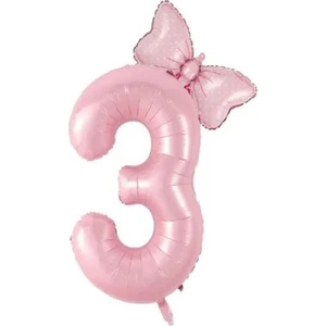 Bal10 Dünyası Pembe Rakam Fiyonk Folyo Balon Seti Yaş 3
