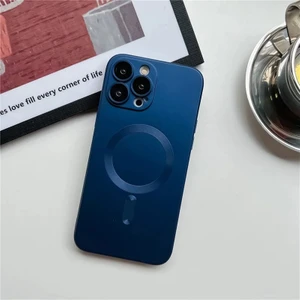 iPhone 12 Pro Max Metalik Boya Manyetik Emme Cep Telefonu Kılıfı (Yurt Dışından)
