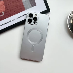 iPhone 14 Plus Metalik Boya Manyetik Emme Cep Telefonu Kılıfı (Yurt Dışından)