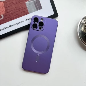 iPhone 14 Pro Metalik Boya Manyetik Emme Cep Telefonu Kılıfı (Yurt Dışından)