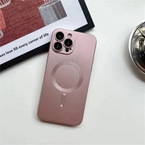 iPhone 14 Pro Metalik Boya Manyetik Emme Cep Telefonu Kılıfı (Yurt Dışından)