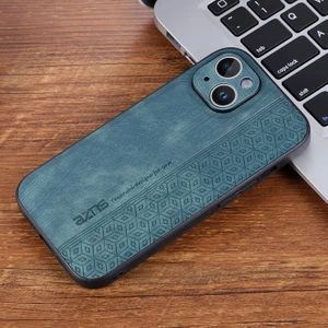 iPhone 15 Plus Retro Basınç Çiçek Deseni Pu Cep Telefonu Kılıfı (Yurt Dışından)