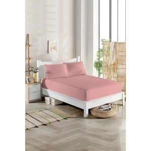 Renkli 200X200 Battal Boy Sıvı Geçirmez Pamuklu Kapitoneli Fitted Çarşaflı Alez Yatak Koruyucu Pembe