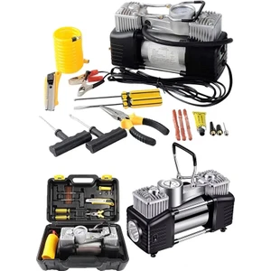 Profesyonel 730P Çift Pistonlu 12 V 150 Psi Dakikada 85 Lt Araç Araba Lastik Bot Şişirme Kompresörü