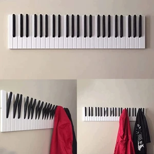 Galery Wood Dekoratif Ahşap 15 Tuşlu Piyano Elbise Askılık; Enstrümantal Çok Amaçlı Müzik, Duvar, Kapı Askı;15x54,5cm