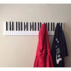 Galery Wood Dekoratif Ahşap 15 Tuşlu Piyano Elbise Askılık; Enstrümantal Çok Amaçlı Müzik, Duvar, Kapı Askı;15x55cm