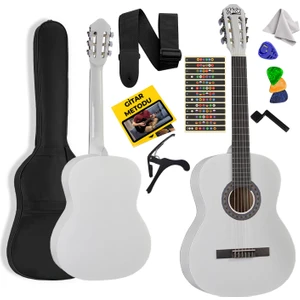 CG-34WH Kaliteli 34 İnç 1/2 Juniur Çocuk Gitarı 4-8 Yaş Arası + Çanta Capo Nota Sticker Askı Pena Metod