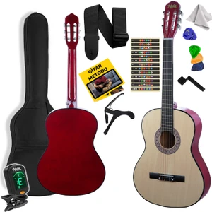 CG-34NT-PAK Kaliteli 34 İnç 1/2 Juniur Çocuk Gitarı Seti 4-8 Yaş Arası + Tuner Çanta Capo Askı Nota Sticker Pena Metod