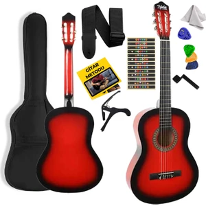 CG-34RD Kaliteli 34 İnç 1/2 Juniur Çocuk Gitarı 4-8 Yaş Arası + Çanta Capo Nota Sticker Askı Pena Metod