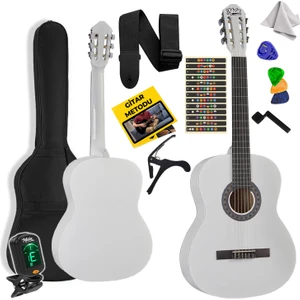 CG-36WH-PAK Kaliteli 36 İnç 3/4 Juniur Çocuk Gitarı 8-12 Yaş Arası + Tuner Çanta Capo Askı Nota Sticker Pena Metod