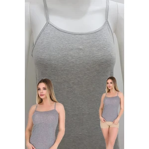 2016 3'lü Gri - Kadın Ribana Biyeli Ip Askılı Atlet