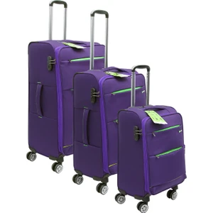 Es Polo Trip Mor Kabin (Küçük) Orta ve Büyük Boy Üçlü Carry-On Lüks Kumaş Valiz Seti ES0055