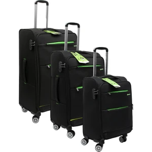 Es Polo Trip Siyah Kabin (Küçük) Orta ve Büyük Boy Üçlü Carry-On Lüks Kumaş Valiz Seti ES0055