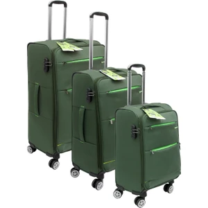 Es Polo Trip Haki Kabin (Küçük) Orta ve Büyük Boy Üçlü Carry-On Lüks Kumaş Valiz Seti ES0055