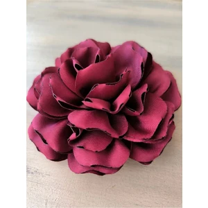 Karan Tuhafiye Broş /çift Katlı Kumaş Çiçek Broş (Bk8)(bordo-10 cm)