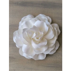 Karan Tuhafiye Broş /çift Katlı Kumaş Çiçek Broş (Bk8)(ekru-10 cm)