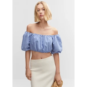 Çizgili Kabarık Kollu Üst