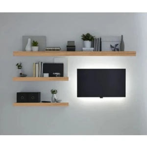 Ekta Mobilya Duvar Rafı, Tv Rafı Salon Dekorasyonu 3'lü Tv Rafı